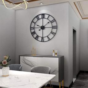 img 1 attached to Stylish Large Modern Metal Wall Clock - Rustic Round Design with Silent Non-Ticking Movement for Living Room/Bedroom/Kitchen Wall Decor - Battery Operated - 60cm Diameter