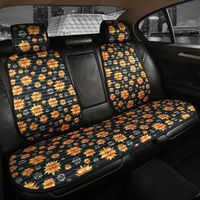 img 2 attached to 🐼 Gorgeous GIANT PANDA Print Car Seat Covers: Ultimate Protection for Cars & SUVs - Complete Set with Front & Rear Covers (Sunflower Design)