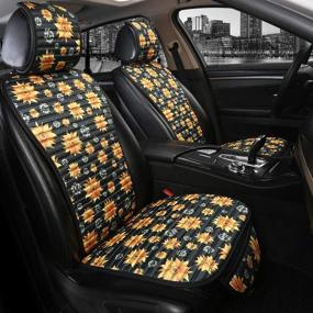 img 3 attached to 🐼 Gorgeous GIANT PANDA Print Car Seat Covers: Ultimate Protection for Cars & SUVs - Complete Set with Front & Rear Covers (Sunflower Design)