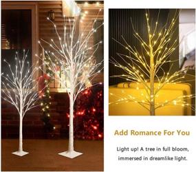 img 1 attached to NewBaiGo LED Pre-Lit Christmas Tree Combo Kit – 3-piece Set: 4ft, 5ft, and 6ft Birch Trees for Festive Home Décor, Halloween and Thanksgiving Decoration, Party, Wedding - Warm White Lights