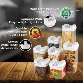 img 3 attached to Airtight Food Storage Containers with Lids - Set of 7 Plastic Kitchen Canisters for Pantry Organization and Storage - BPA Free Air Tight Container Dispenser with Labels, Markers, and Measuring Spoons