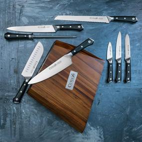 img 3 attached to CUTLUXE 8-Piece Knife Block Set – Premium High Carbon German Steel – Full Tang & Razor Sharp Blades – Acacia Wood Block – Artisan Series