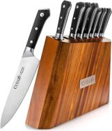 cutluxe 8-piece knife block set – premium high carbon german steel – full tang & razor sharp blades – acacia wood block – artisan series logo