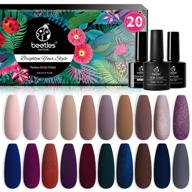 beetles gel nail polish kit - 20 pcs manhattan collection: soak off nude glitter burgundy red purple champagne gold set with glossy & matte top coats. perfect christmas gifts! logo