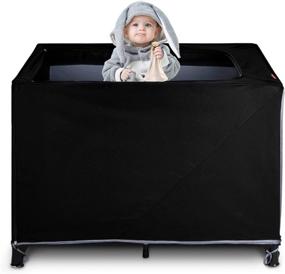 img 4 attached to Voovc Pack N Play Crib Blackout Canopy Cover: Ultimate Portable Travel Crib Tent for Indoor and Outdoor Play or Safe Sleeping, with Stretchy Breathable Shading Tent for Optimal Child Protection