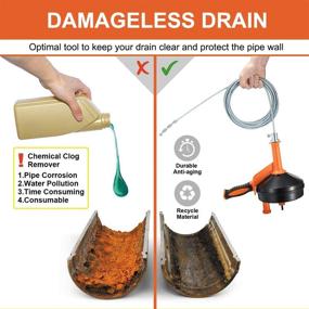 img 1 attached to Powerful Drain Auger with 25-Ft Flexible Plumbing Snake | Breezz Clog Remover for Kitchen, Bathroom & Shower Sink | Includes Drill Adapter & Gloves (Orange)