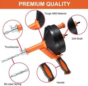 img 3 attached to Powerful Drain Auger with 25-Ft Flexible Plumbing Snake | Breezz Clog Remover for Kitchen, Bathroom & Shower Sink | Includes Drill Adapter & Gloves (Orange)