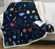 🚀 explore the galaxy with this soft lightweight flannel fleece space adventure astronaut planet rocket spacecraft throw blanket (space, 50"x60") logo
