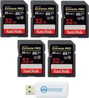 📸 sandisk 32gb (5-pack) sdhc extreme pro карта памяти, совместимая с цифровыми зеркальными камерами sdhc 4k v30 uhs-i (sdsdxxg-032g-gn4in) + комбинированный считыватель everything but stromboli логотип