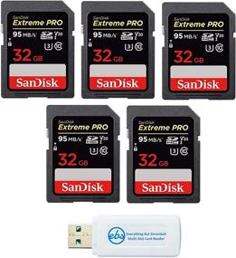 img 1 attached to 📸 SanDisk 32GB (5-Pack) SDHC Extreme Pro карта памяти, совместимая с цифровыми зеркальными камерами SDHC 4K V30 UHS-I (SDSDXXG-032G-GN4IN) + Комбинированный считыватель Everything But Stromboli