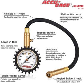 img 3 attached to 🔧 Профессиональный манометр Accu-Gage RH100XA для шин: улучшенная точность, резиновая защита и вращающийся наконечник, 100 PSI