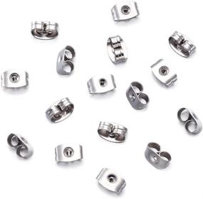 img 4 attached to 🦋 50pcs Stainless Steel Square Earring Back Nut: High-Quality Butterfly Clutches for Jewelry Making