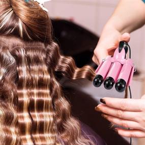 img 2 attached to 3 Barrel Curling Iron Wand Set – Hair Waver Iron, Hair Crimper with Clips and Glove - Pink