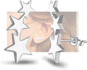 img 4 attached to Sterling Silver Star Stud Earrings - Hypoallergenic Post Earrings for Girls, Teens, and Women