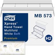 🧻 tork premium mb573 soft xpress 2-ply multifold paper hand towel, 4-panel, 9.125" x 12.80", white - case of 16 packs, 94 per pack (1,504 towels) logo