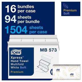 img 3 attached to 🧻 Tork Premium MB573 Soft Xpress 2-Ply Multifold Paper Hand Towel, 4-Panel, 9.125" x 12.80", White - Case of 16 Packs, 94 Per Pack (1,504 Towels)