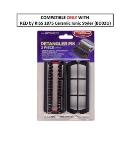 img 2 attached to 🔴 Effortlessly Detangle with Red by Kiss Detangler Pik 2 Piece Comb Set - BD02U Model PIK9