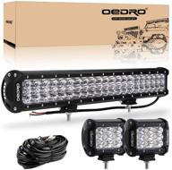 🚚 upgrade your off-road adventure with oedro led light bar 300w 20inch tri-row combo light + 2pcs 4 inch 27w tri-row light pod + wiring harness: truck, boat & off road led lights logo