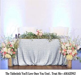 img 3 attached to Shimmering Elegance: 50''x72'' Silver Sequin Tablecloth for Weddings and Events