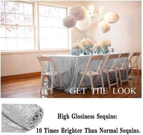 img 1 attached to Shimmering Elegance: 50''x72'' Silver Sequin Tablecloth for Weddings and Events
