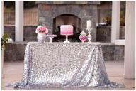 shimmering elegance: 50''x72'' silver sequin tablecloth for weddings and events logo