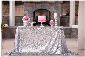 img 4 attached to Shimmering Elegance: 50''x72'' Silver Sequin Tablecloth for Weddings and Events
