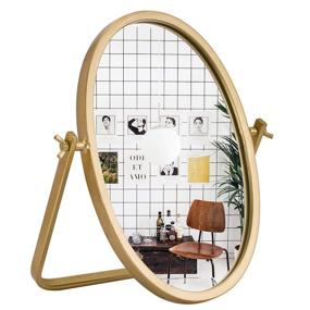 img 3 attached to 🪞 Geloo Vanity Vintage Table Mirror: 360° Swivel, Small Stand Mirror in Modern Gold Finish - Perfect for Boho Decor, Bathroom, Bedroom, Tabletop, Antique Dresser, Desktop