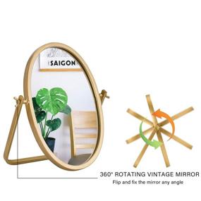 img 2 attached to 🪞 Geloo Vanity Vintage Table Mirror: 360° Swivel, Small Stand Mirror in Modern Gold Finish - Perfect for Boho Decor, Bathroom, Bedroom, Tabletop, Antique Dresser, Desktop