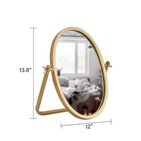 img 1 attached to 🪞 Geloo Vanity Vintage Table Mirror: 360° Swivel, Small Stand Mirror in Modern Gold Finish - Perfect for Boho Decor, Bathroom, Bedroom, Tabletop, Antique Dresser, Desktop