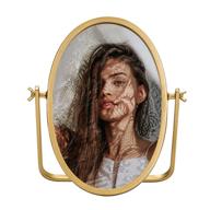 🪞 geloo vanity vintage table mirror: 360° swivel, small stand mirror in modern gold finish - perfect for boho decor, bathroom, bedroom, tabletop, antique dresser, desktop logo