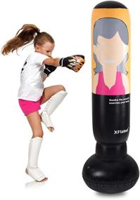 img 2 attached to Inflatable Fitness Punching Bag for Adults and Kids (58 Inches) - Ideal for Decompression, Karate, Taekwondo Practice - Freestanding Boxing Bag