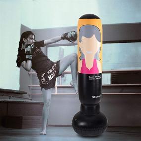 img 3 attached to Inflatable Fitness Punching Bag for Adults and Kids (58 Inches) - Ideal for Decompression, Karate, Taekwondo Practice - Freestanding Boxing Bag