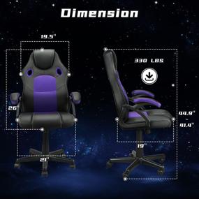 img 3 attached to 🎮 Purple Ninecer Racing Style Gaming Chair - Affordable Comfortable Computer Chair for Teens, PU Armrest, Height Adjustable, Silent Roller