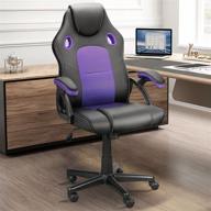 🎮 purple ninecer racing style gaming chair - affordable comfortable computer chair for teens, pu armrest, height adjustable, silent roller logo