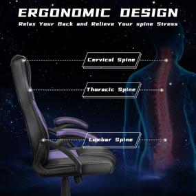 img 2 attached to 🎮 Purple Ninecer Racing Style Gaming Chair - Affordable Comfortable Computer Chair for Teens, PU Armrest, Height Adjustable, Silent Roller