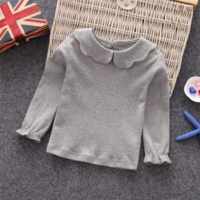 img 3 attached to 👶 Adorable Baby Girl Kids Blouses: Long Sleeve Doll Collar T-Shirt Top for a Solid Color Trend