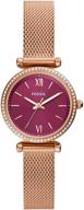 часы "fossil women's carlie mini gold/rose gold-tone из нержавеющей стали с кварцевым механизмом логотип