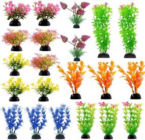 img 3 attached to CousDUoBe Aquarium Decorations - 21 Pack Realistic Plastic Fish Tank Plants for Home and Office Aquariums, Simulated Hydroponic Plants
