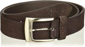img 3 attached to Men's Accessories: Stacy Leather Perforated Keeper Chocolate Belt