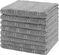 🧽 super soft and absorbent microfiber kitchen towels, 26 x 18 inch - pack of 8 dish towels with hanging loop, stripe design in light grey logo