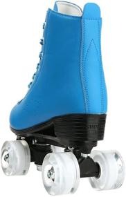 img 1 attached to High-top PU Leather Womens Roller 👟 Skates - Shiny Four-Wheel Skates for Unisex