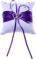💜 vosarea wedding ring pillow: elegant purple bridal ring bearer holder with double heart box - decorative wedding accessories and supplies logo