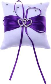 img 4 attached to 💜 VOSAREA Wedding Ring Pillow: Elegant Purple Bridal Ring Bearer Holder with Double Heart Box - Decorative Wedding Accessories and Supplies