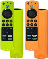 cover for all-new alexa voice remote (2018-2021) for fir tv stick (3rd gen) 2021/ fir tv stick 4k/ fir tv stick lite 2020/ fir tv cube/fir tv (3rd gen) protective silicone case - 2 pack green orange logo