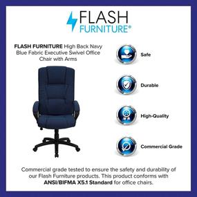 img 1 attached to 🪑 High Back Navy Blue Fabric Executive Swivel Office Chair with Arms by Flash Furniture