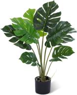 🌴 decorative artificial tropical palm tree - monstera deliciosa swiss cheese plant - 2.8 ft faux tree for home, garden, office - indoor/outdoor - g058 логотип