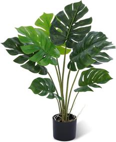 img 4 attached to 🌴 Decorative Artificial Tropical Palm Tree - Monstera Deliciosa Swiss Cheese Plant - 2.8 Ft Faux Tree for Home, Garden, Office - Indoor/Outdoor - G058