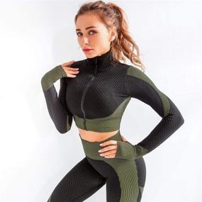 img 1 attached to 👗 Comfortable and Stylish OLCHEE Women's 2 Piece Tracksuit Set - Premium Leggings and Crop Top for Workouts