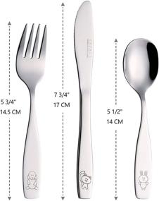 img 2 attached to 🐶 Exzact Stainless Steel 18 Piece Children's Flatware Set - Safe Toddler Utensils for Mealtime (Engraved Dog Cat Bunny)