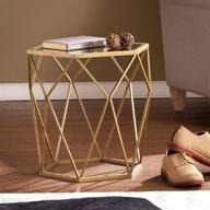 sei furniture joelle geometric accent table in soft gold with antique mirror logo